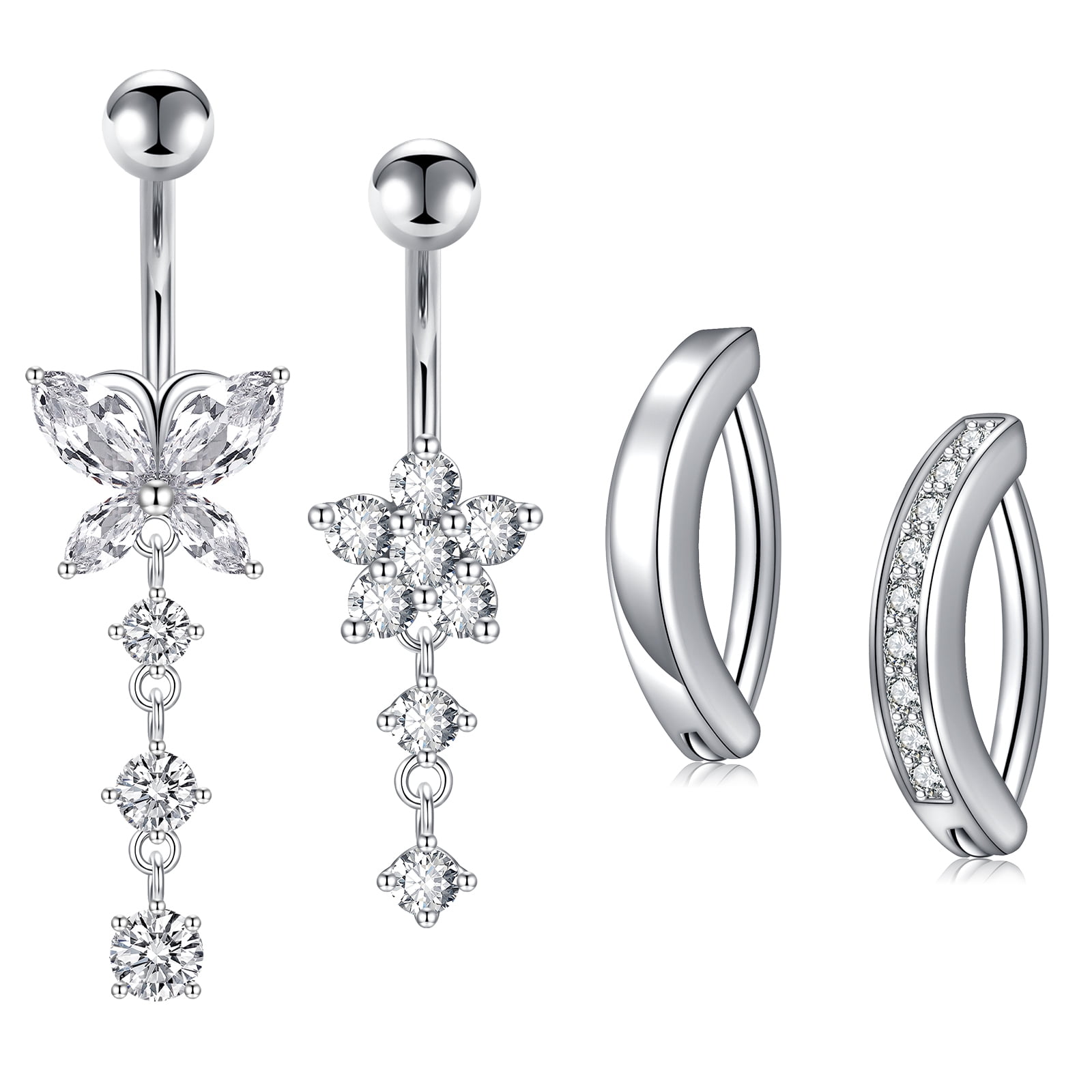 Briana Williams 14G Dangle Belly Button Rings Surgical Steel Clicker