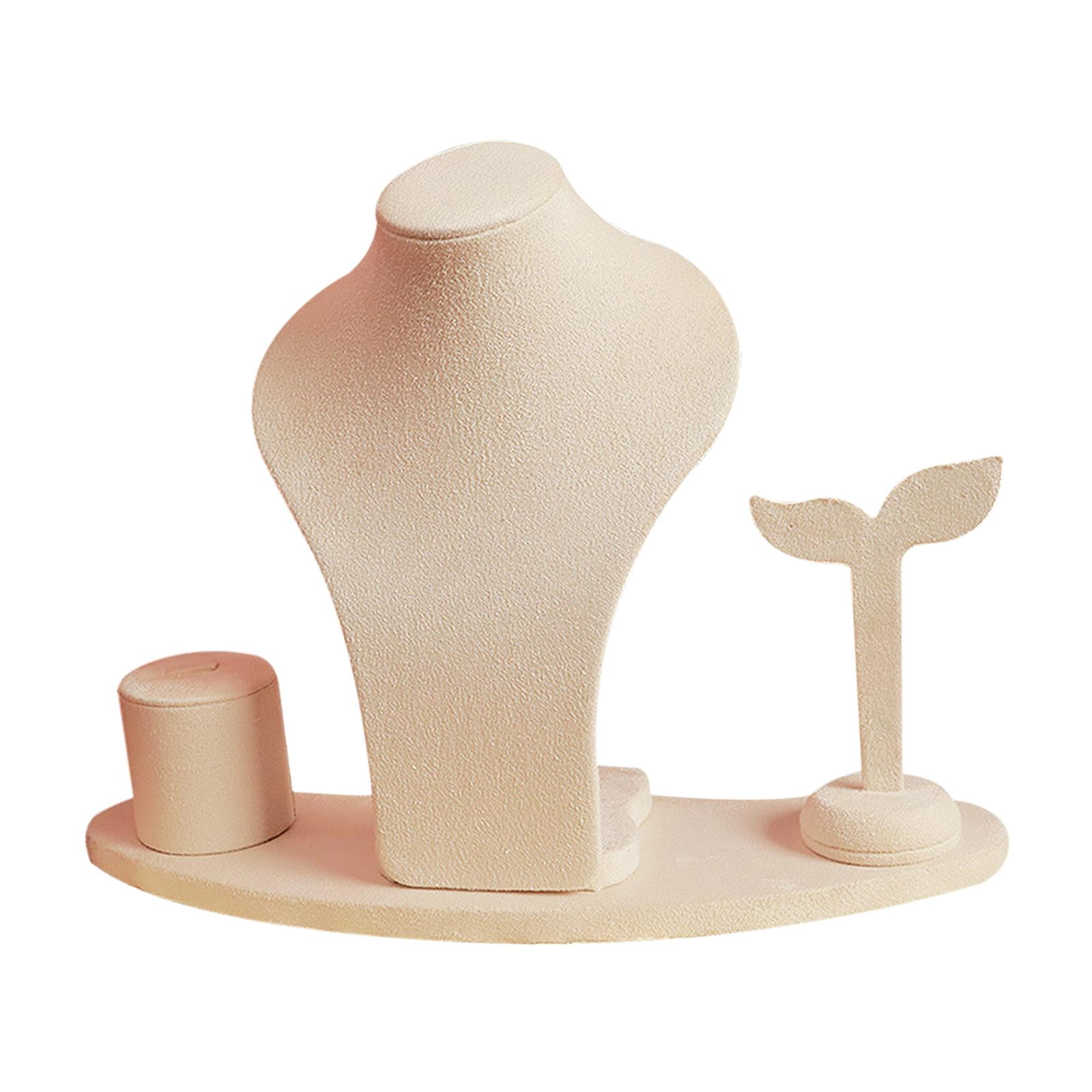 QccHieUs Necklace Display Mannequin, Ring Display Decoration Jewelry Stand for Countertop Beige