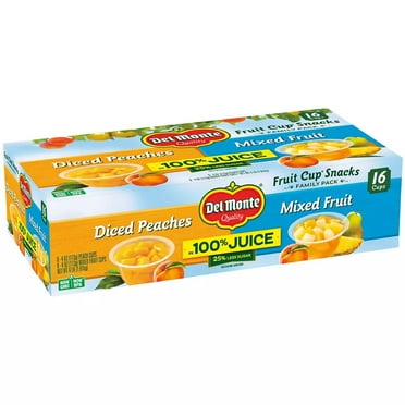 Product of Del Monte Diced Peaches and Mixed Fruit Cups 16 Pk. 4 oz.