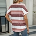 thumbnail image 4 of Olyvenn Womens Short Sleeve T Shirts V Neck Tees Shirts 2025 Fashion Tops Color Blocks Casual Loose Fit Summer Spring Outfits Watermelon Red 4-6, 4 of 8