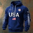 thumbnail image 2 of XIAOCHA Men's USA Flag Letter Print Hoodie Long Sleeve Hooded Pullover Knit Top Warm Patriotic Casual Hoodies, 2 of 3