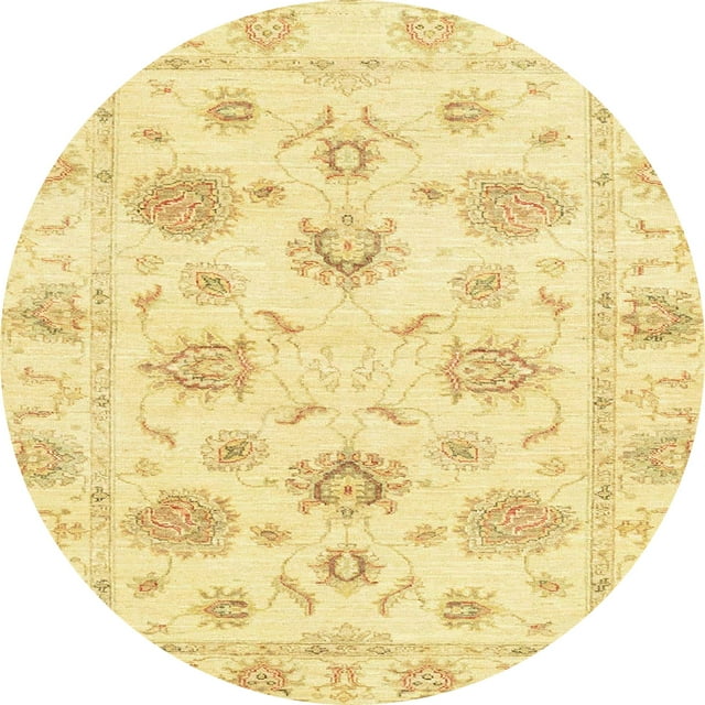 Ahgly Company Tapis d'Intérieur Lavables en Machine, Ronds, Abstraits, Jaune Moutarde, Ronds de 4'