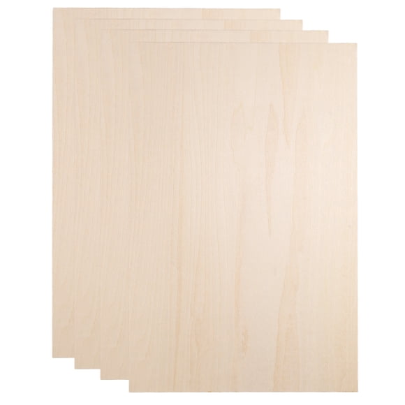 Uxcell 4pcs 3mm Basswood Plywood Sheets 12" x 18" x 1/8" Thin Unfinished Plywood Boards Craft Wood Sheet for Laser CNC Cutting Wood Engraving Burning Drawing Architecture DIY Projects