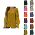 thumbnail image 1 of Fall Shirts for Women 2025 Solid Color Ribbed Knit Square Neck Sweater Tops Blouse Long Sleeve Shirts for Women, 1 of 6