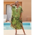 thumbnail image 2 of Edolynsa Striped Print Kaftan Bat Sleeve Beach Dress Large Size Swimsuit Cover-Up Casual Outfit, 2 of 10