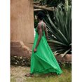 thumbnail image 4 of Green Solid Color Spaghetti Strap Pleated Maxi Dress For Women, Summer Vacation Bohemian Style, 4 of 7