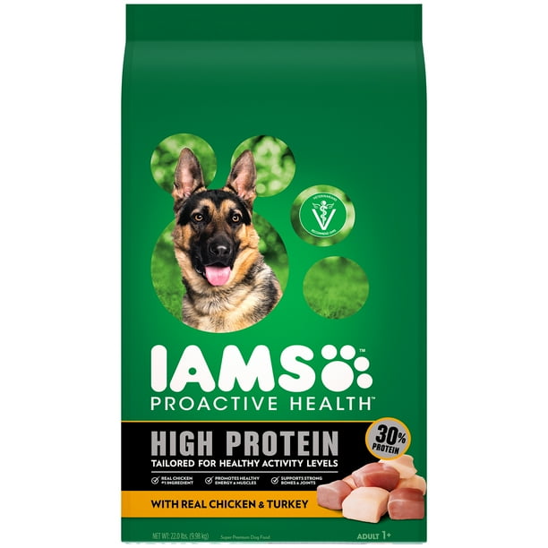 Iams Proactive Health Adult Dry Dog Food High Protein Recipe With Real Chicken And Turkey 22 Lb Bag Walmart Com