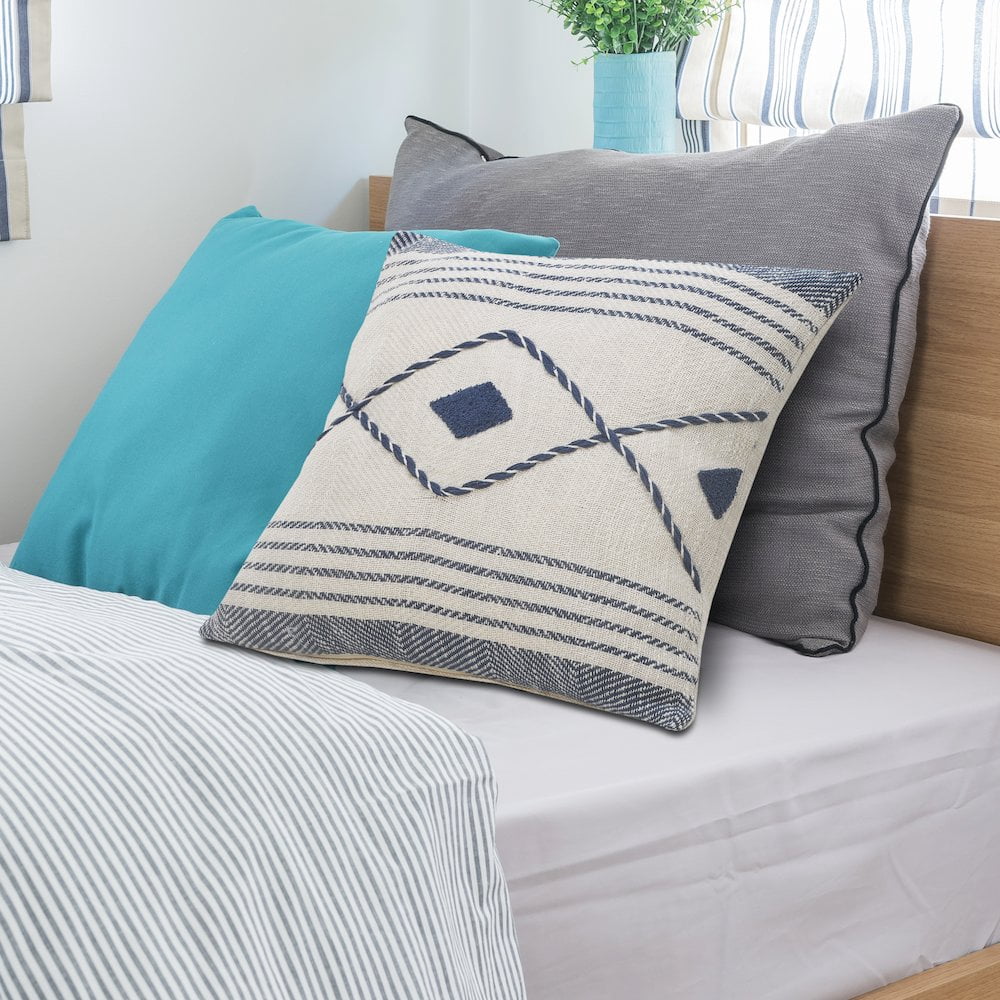 LR Home Coastal Edge Geometric Diamond Throw Pillow