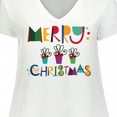 thumbnail image 4 of Inktastic Merry Christmas Holiday Women's Plus Size V-Neck T-Shirt, 4 of 5