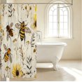 thumbnail image 3 of Erosebridal Retro Bee Shower Curtain 72Wx78L,Boho Sunflower Floral Bath Curtain,Cream Yellow, 3 of 5