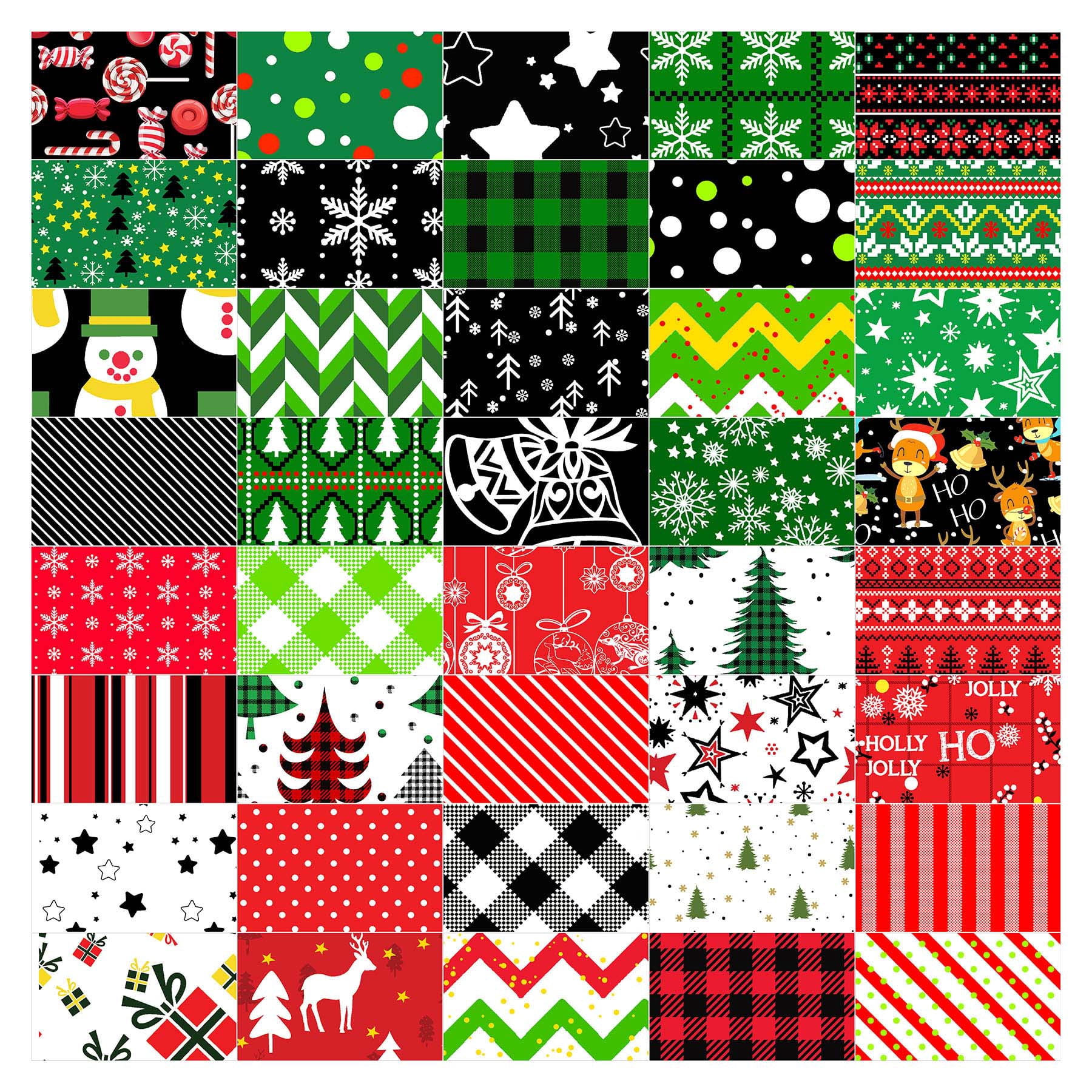 Soimoi Christmas Theme Print Precut 10-inch Cotton Fabric Quilting Squares Charm Pack DIY Patchwork Sewing Craft