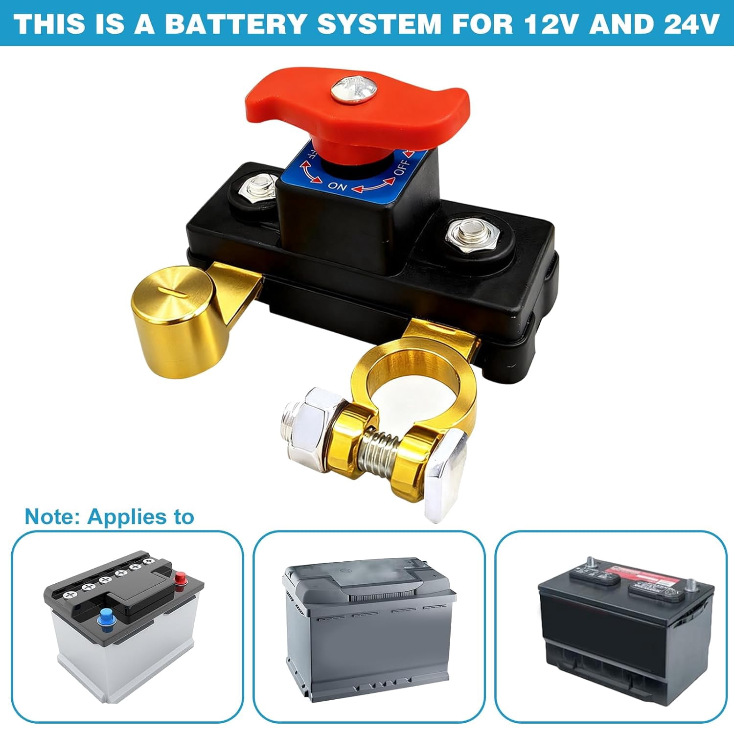 2PCS Car Battery Power Cut-Off Switch Breaker, Stable Transmission High Conductivity Pure Copper Disconnect Switch, Smart Car Battery Disconnect Switch for Boat Rv Car Truck Supplies