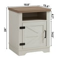 thumbnail image 2 of Table de Chevet Style Ferme - Armoire de Rangement à Porte de Grange, Style Rustique, pour Chambre/bureau (Blanc Antique), 2 of 5