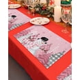 thumbnail image 4 of Pink Christmas Placemats Set of 4 Snowman Xmas Tree Snowflake Heat Insulation Washable Place Mats, Rustic Non-Slip Table Mats for Dining Table Party Kitchen Decor,13x19 Inch, 4 of 4