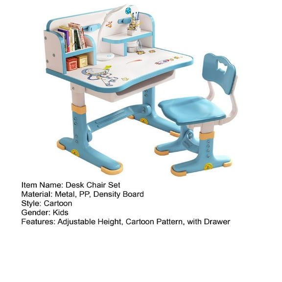 ziertyon Children Study Desk Chair Set Children's Writing Desk Adjustable Height With Drawer for Children Doing Homework