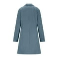 thumbnail image 3 of Women's Retro Style Trench Coat, Solid Color Notched Lapel Button Front Coat, Business Casual A-Line Mid-Length Coat, Slim Fit Wool Blend Jacket for Women, Classic Fall and Spring Outerwear Navy XL, 3 of 5