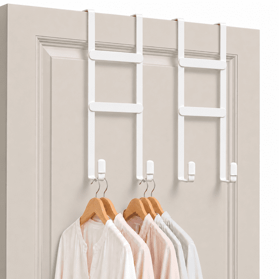 Over the Door Hooks, 2 Pack Heavy Duty Triple-Hook Door Hanger Hooks with Non-Slip Rubber, Waterproof Over Door Hanger for Towels, Coats, Bags & Robes, Space Saving for Living Room,Bathroom, Bedroom