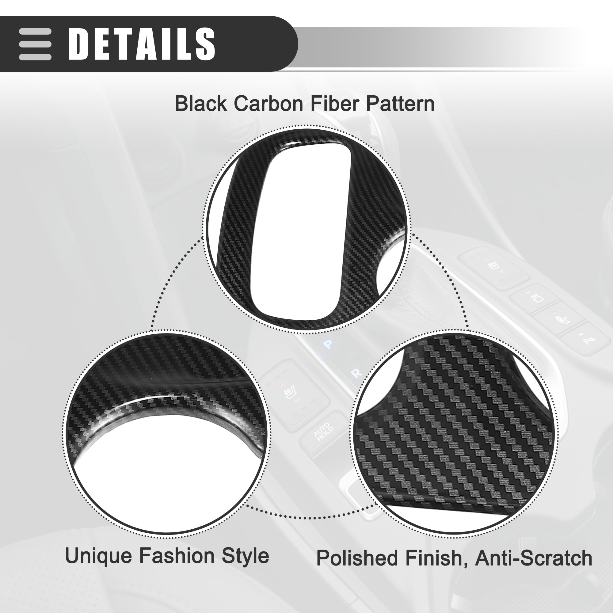 Unique Bargains Carbon Fiber Gear Shift Panel Trim for Dodge Durango 14-17 Black