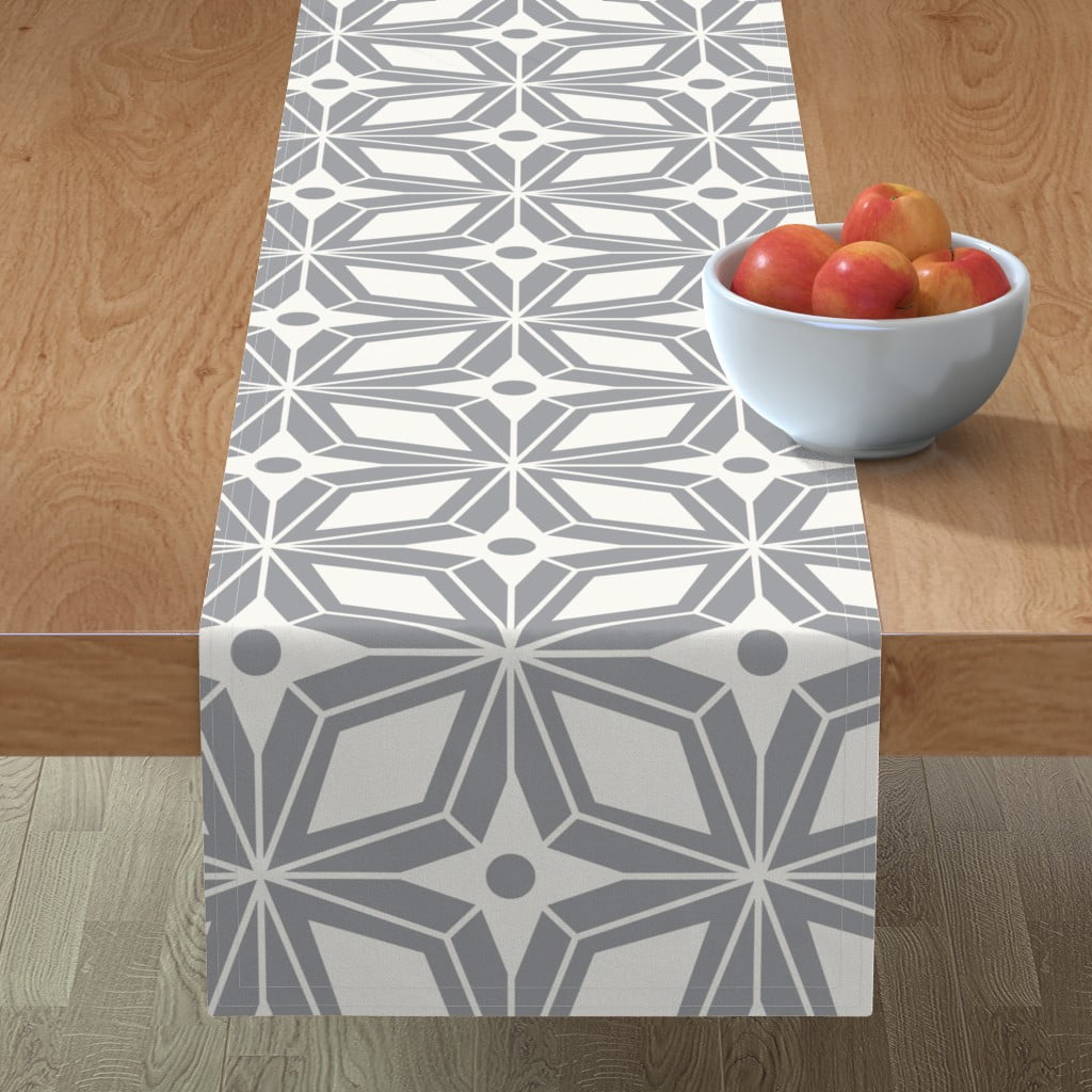 Table Runner Mid Century Modern Waves Farmhouse Geometric Sateen LP