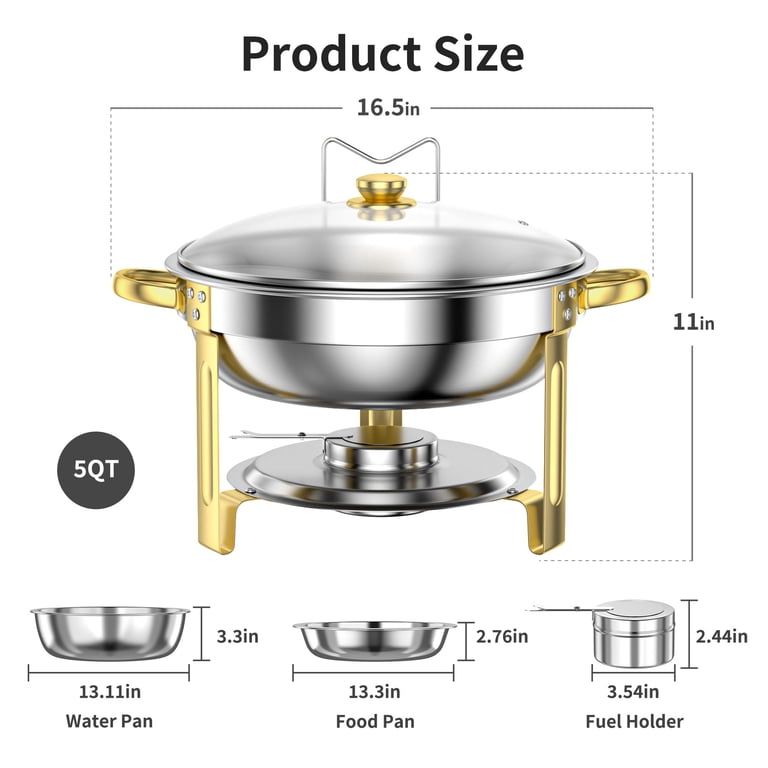 Tinana Round Chafing Dish Buffet Set 2-Pack Stainless Steel photo 2