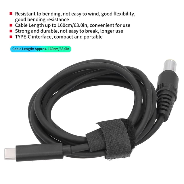 Cable de alimentación de CC cable compacto tipo C a CC de 160 cm/630 pulgadas para computadora portátil