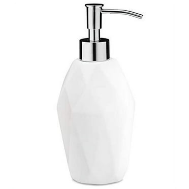 Essentra Home Modern White Collection Soap Dispenser with Chrome Metal Pump - 12oz