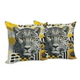 thumbnail image 3 of Ambesonne Leopard Throw Pillow Cover Pack of 2, Mid Century Modern Wild Cat, 2 Pcs-40"x40", Charcoal Grey and Mustard, 3 of 5
