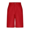 thumbnail image 4 of ZACPNCV Boys School Uniform Shorts Elastic Waist Knee Length Straight Shorts with Pockets Solid Color Short Pants Red 9-10 Years, 4 of 8