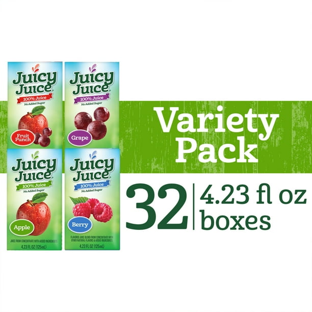 Juicy Juice Fruit Juice Boxes Variety Pack, 100 Juice, 32 Count, 4.23 FL OZ Boxes