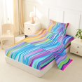 thumbnail image 2 of Castle Fairy Thin Line Rainbow Wave Stripes Twin Sheets 3pcs,Smooth Curved Multitone Abstract Tile Bedding,Yellow Lavender,1 Fitted Sheet,1 Flat Sheet and 1 Pillowcase, 2 of 6