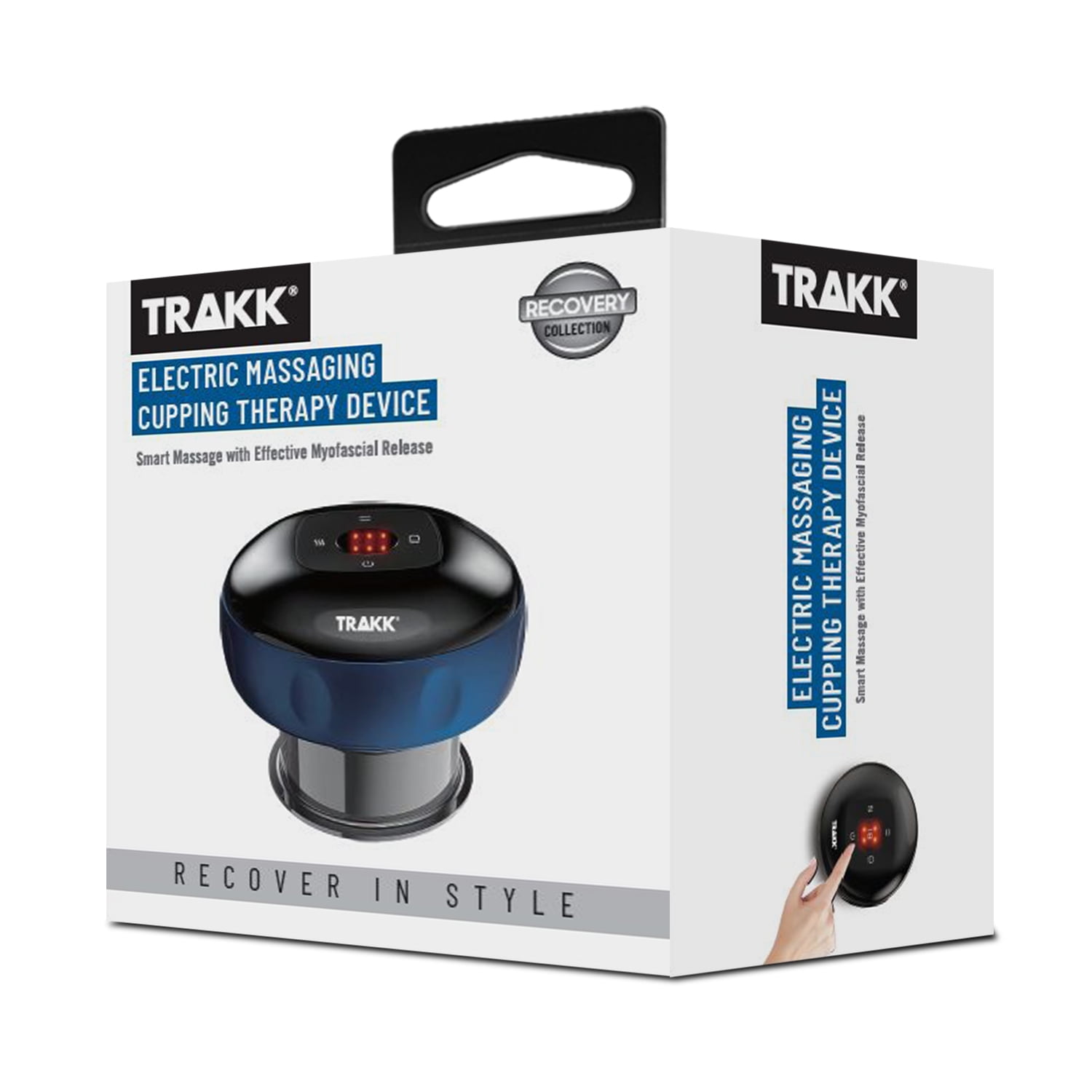 TRAKK Smart Dynamic Cupping Therapy Massager 4 in 1 Blue and Black for all body parts except face