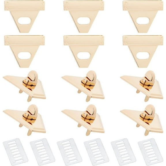 6 Sets Handbag Closure Lock Hardware Purse Closure Latches Metal Handbag Twist Lock Fasteners Accessories for Leather Handbag Briefcase Wallet DIY Craft