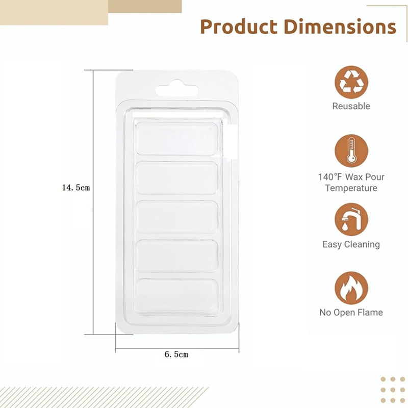 150 Pcs Wax Melt Containers, 5-Cavity Wax Melt Clamshell Molds,Clear Empty Plastic Wax Melt Mold for DIY Candles Making