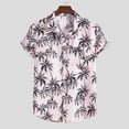 thumbnail image 2 of Jinhomg Men's Holiday Beach Shirts 2025 Fashion Tropical Palm Tree Print Hawaiian Shirt Lightweight Comfy Button Down Lapel Collar Summer Vacation Shirts Sales Today Pink XXXL, 2 of 9