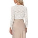 thumbnail image 3 of Inspire Chic Top de Encaje para Mujer, Elegante Chaqueta de Malla Transparente con Lentejuelas, Bolero Shrug M Blanco, 3 of 6