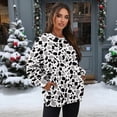 thumbnail image 2 of SCRAWLGOD Cow Print Gray Black White Women's Sweatshirt Casual Crew Neck Sweatshirts Cozy Loose Fit Long Sleeve Pullover Tops with Pockets Fall Winter Clothes, M, 2 of 7