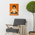 thumbnail image 2 of Peaceful Japanese Woman In Yoga Pose Orange Black Quirky Unframed Wall Art Print Poster Home Decor, 2 of 3