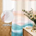 thumbnail image 2 of No Hook Shower Curtain with Built-in Rings - Abstract Coastal Washable Waterproof Fabric Bathroom Curtains for Hotel,Rentals, Stall 48 X 72 Inch , Ocean Waves Pink Turquoise, 2 of 9