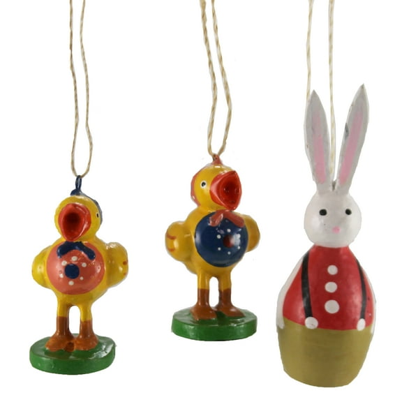 Holiday Ornament Wooden Rabbit & Chicks Set/3 Springtime Easter Ro2100i-Ro2081