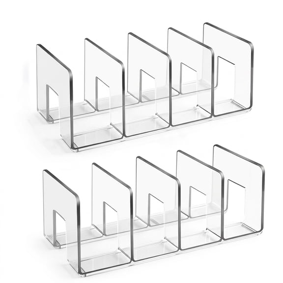 2 Pack Clear Acrylic Kids Shoe Organizer, 4 Compartment Stackable Toddler Shoe Storage Rack for Closet Nursery Kids Room Entryway