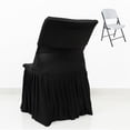 thumbnail image 2 of Efavormart Lifetime Folding Chair Cover Black – Spandex Pleated Stretch Slipcover with Floor-Length Skirt, Also Fits Standard Chairs, 2 of 5