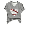 thumbnail image 4 of Gray Womens Blouses Women's Baseball Festival Solid Color Baseball Printed V Neck Short Sleeved Top Ladies Tops and Blouses, 4 of 6