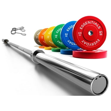 BalanceFrom Bumper Plate with Steel Hub, 370 lb Set w/ bar Color