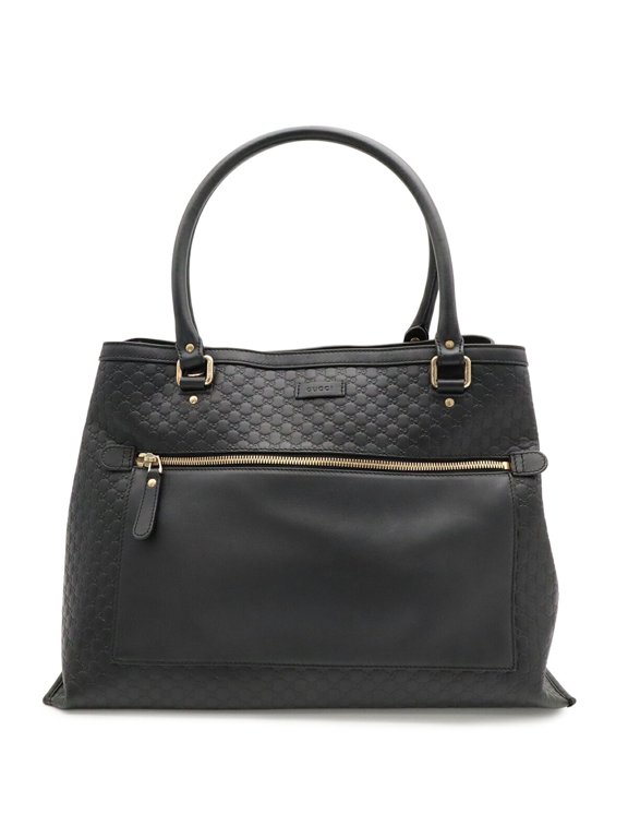 Pre-Owned GUCCI Microguccissima Tote Bag Shoulder Leather Black 510290