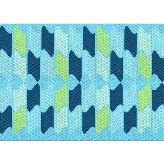 Ahgly Company Indoor Rectangle Patterned Blue Ivy Blue Area Rugs, 7' x 10'