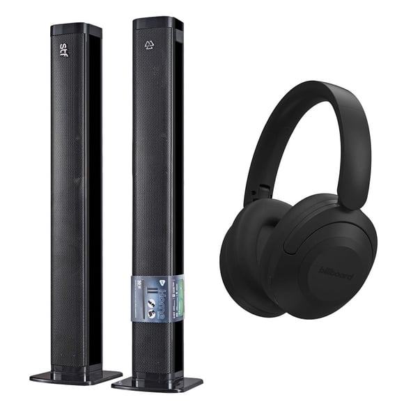 Combo Barra de Sonido STF Home Audio 30W HDMI ARC Bluetooth + Audífonos Inalámbricos Billboard On Ear con Micrófono Negro