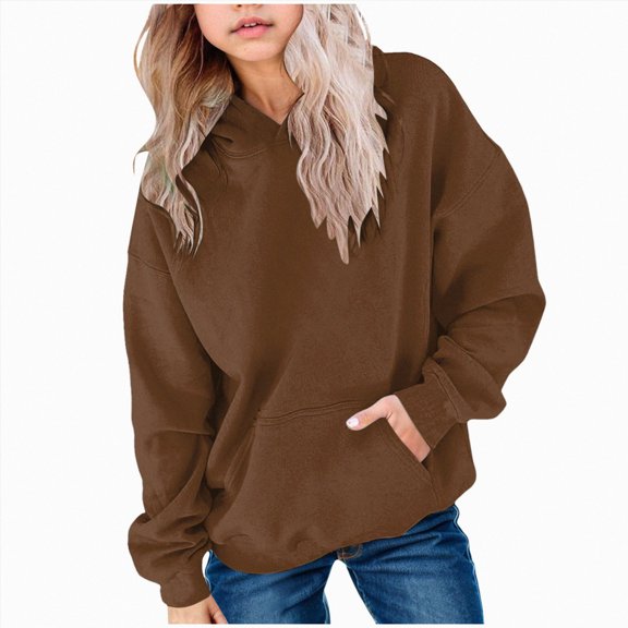 Gubotare Hoodies for Teen Girls Kids Boys Cute Sweatshirt Oversized Long Sleeve Pullover Tops Trendy Preppy Clothes 2-15 Years (Brown, 3-4 Years)