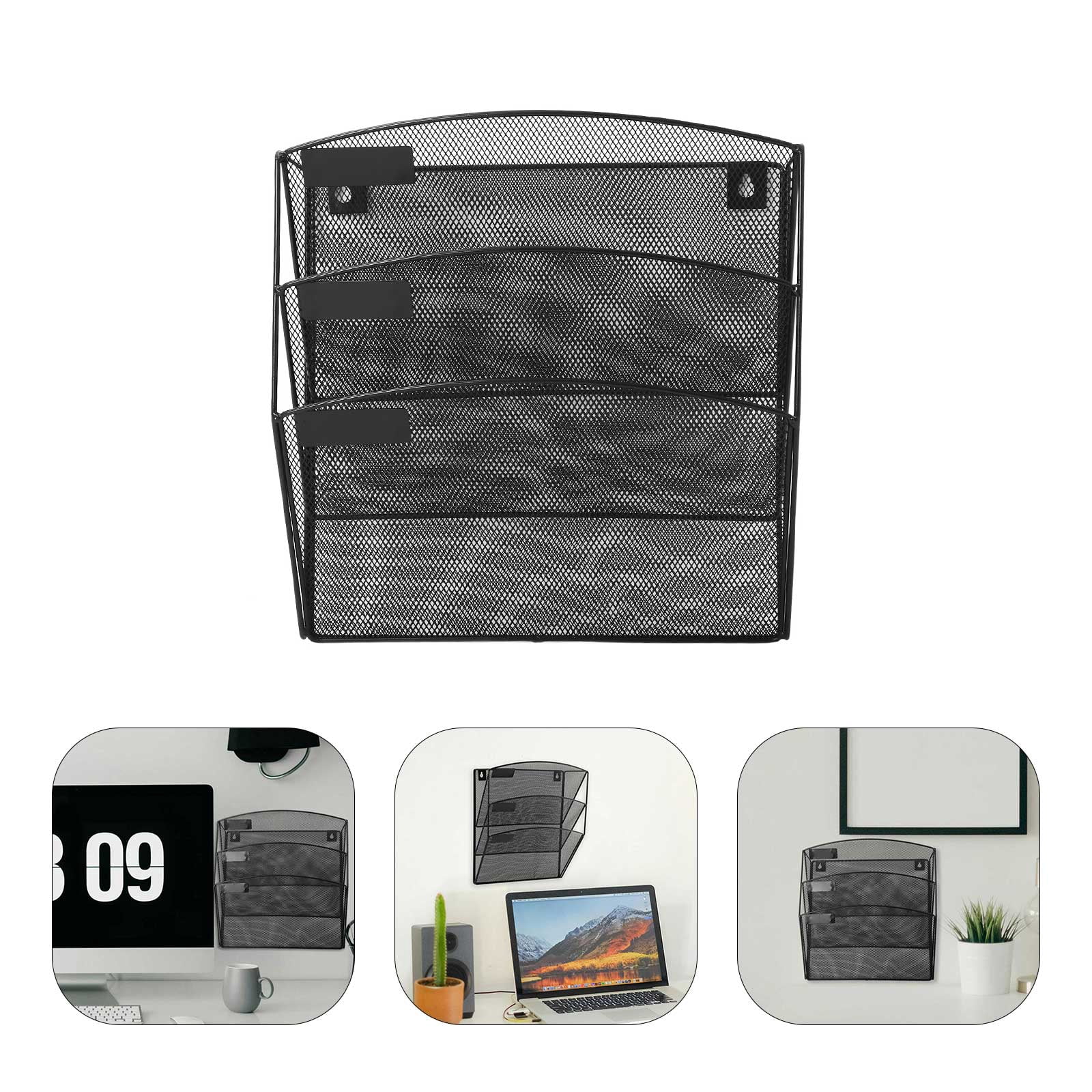 3-Pocket Mesh Hanging Wall File Organizer Rack for Office, Home, School - Folder Storage Solution