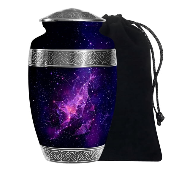 JAGASY Purple Stars Cremation Urns for Human Ashes - Black Urn for Ashes Adult Male & Female - Funeral Urns for Mom - Galaxy Decorative Memorial Urn for Dad - (200 Cu Inch), (10 Inch )