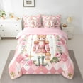thumbnail image 2 of Manfei Christmas Nutcracker Twin Bedding Sets 7 Pieces, Girls Floral Blossom Bedding Comforter Set, Pink Buffalo Plaid Sheet Sets, Luxury Bedroom Decor, 2 of 7